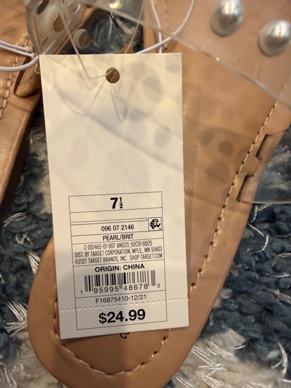 a new day Clear Pearl-Embellished Tan Slide Sandals - Picture 3 of 4